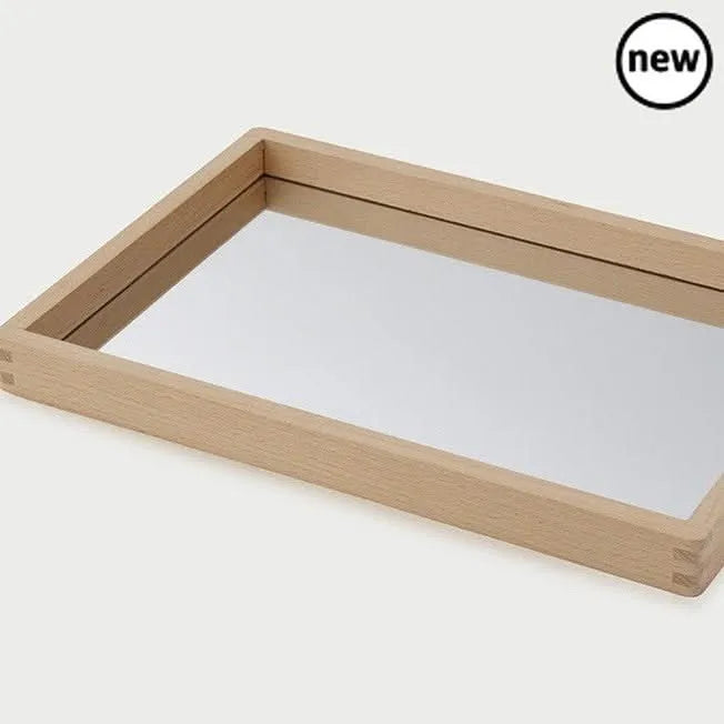 Small Wooden Mirror Tray-Small Wooden Mirror Tray
