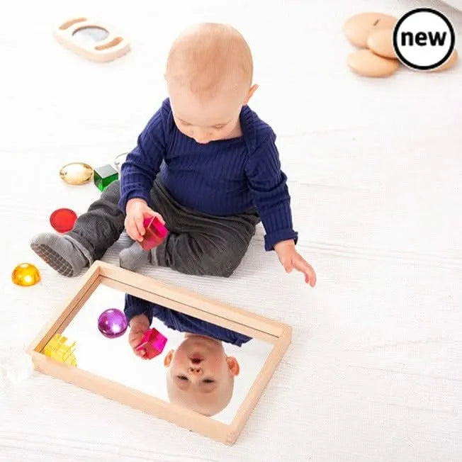 Small Wooden Mirror Tray-Small Wooden Mirror Tray