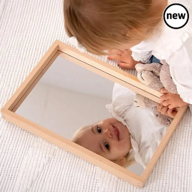 Small Wooden Mirror Tray-Small Wooden Mirror Tray