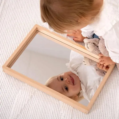 Small Wooden Mirror Tray-Small Wooden Mirror Tray