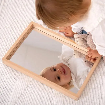 Small Wooden Mirror Tray-Small Wooden Mirror Tray