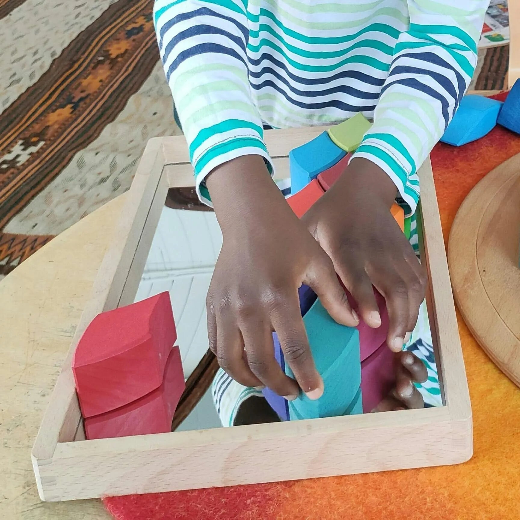 Small Wooden Mirror Tray-Small Wooden Mirror Tray