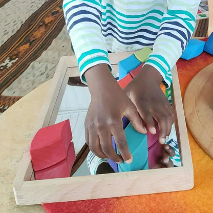 Small Wooden Mirror Tray-Small Wooden Mirror Tray