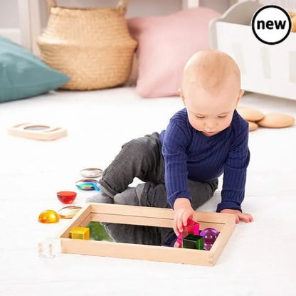 Small Wooden Mirror Tray-Small Wooden Mirror Tray