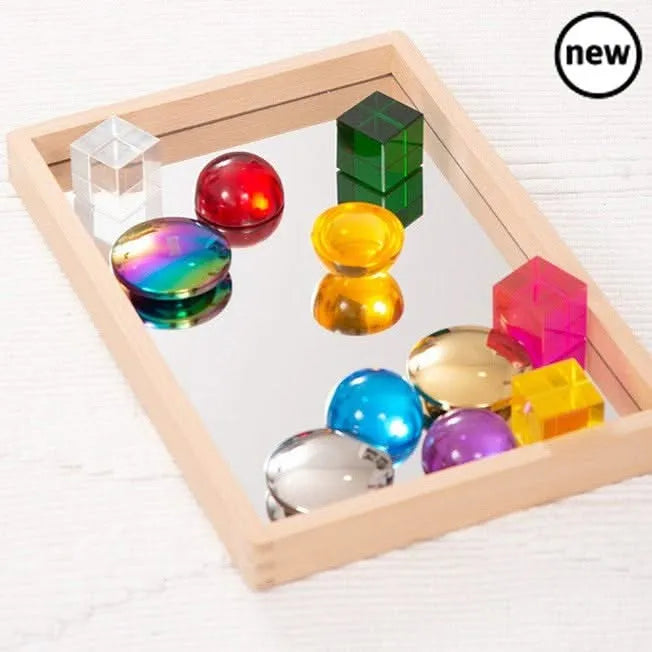 Small Wooden Mirror Tray-Small Wooden Mirror Tray