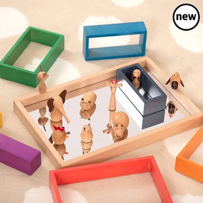 Small Wooden Mirror Tray-Small Wooden Mirror Tray