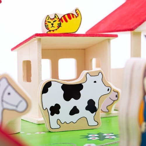 Small World Play Farm, This brightly coloured wooden Play Farm includes a functional stable and windmill, a vegetable patch, kennel and pond as well as lots of animals, tools and movable fencing. This wooden farm play set will provide hours of fun for your little one as they discover the delights of the farm. The bright vibrant colours are ideal for stimulating young imaginations; this fun farm toy for kids will provide hours of entertainment for your little one as they discover the delights of the farm. Th