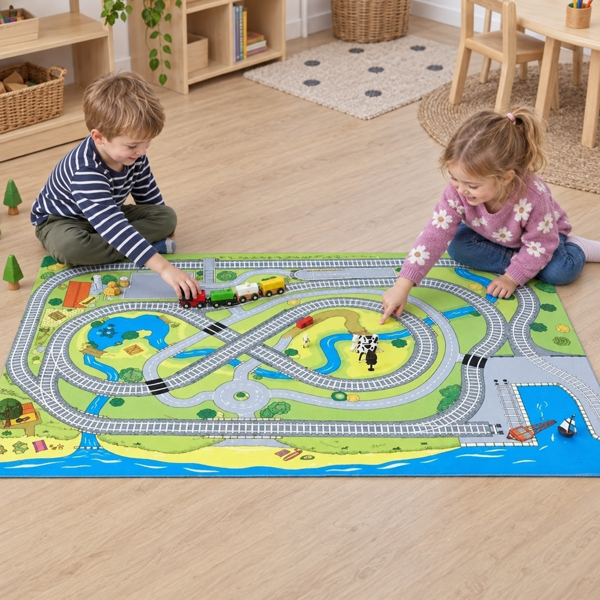 Children learning through railway play