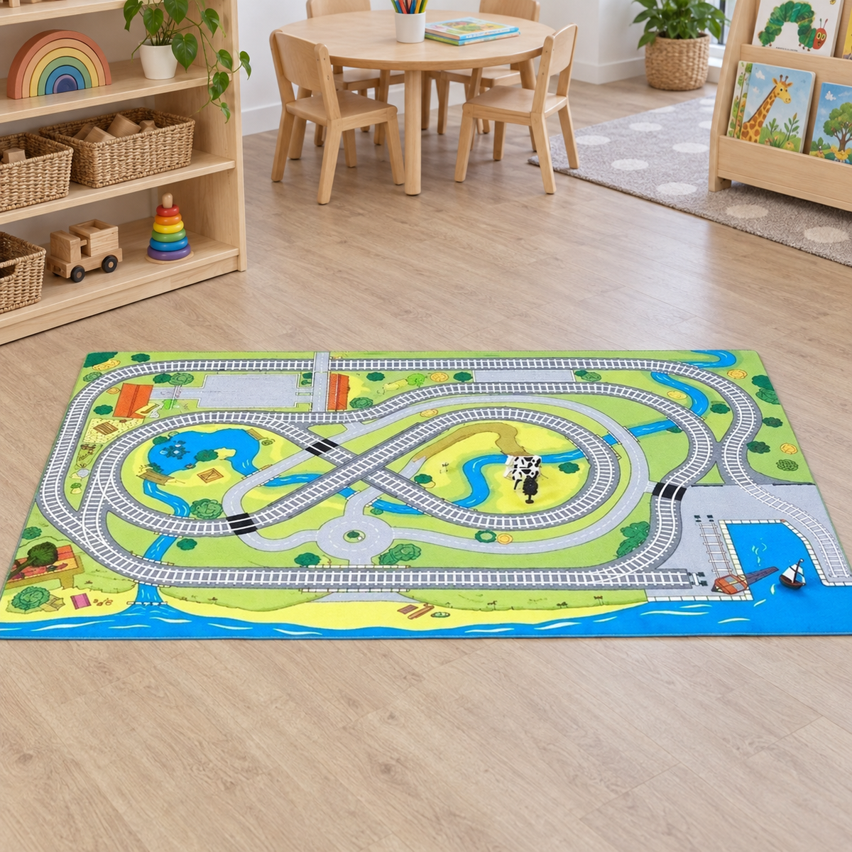 Railway mat in classroom without children