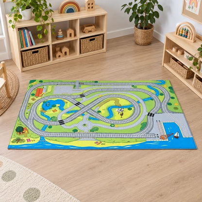 Railway mat in reading area without children