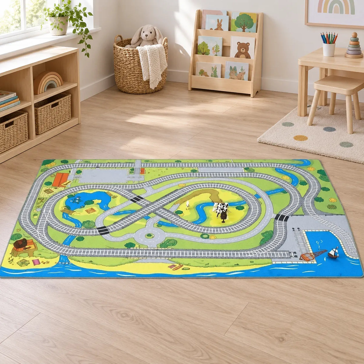 Railway mat in play area without children