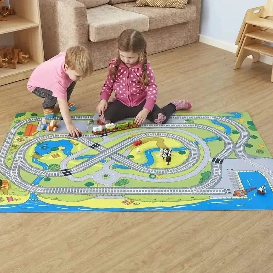 Small World Railway Themed Play Mat-Small World Railway Themed Play Mat