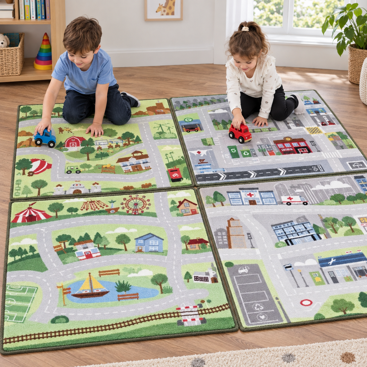 Small World Road Map Set 1 in use with children — indoor early years lifestyle image 2