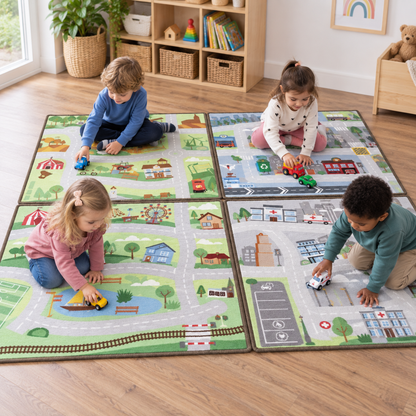 Small World Road Map Set 1 in use with children — indoor early years lifestyle image 1