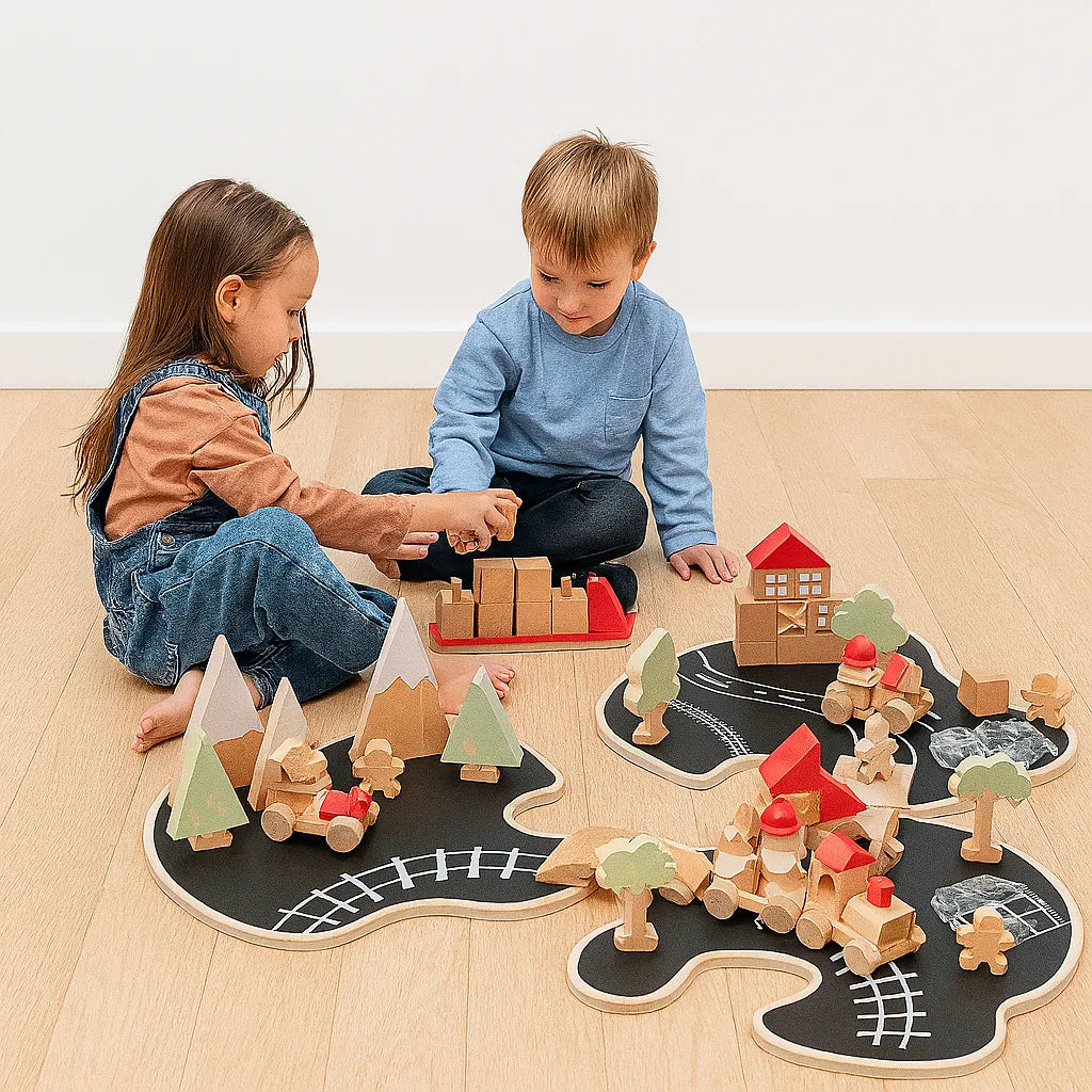 Small World Wooden Story Island Set 68pk-Small World Wooden Story Island Set 68pk
