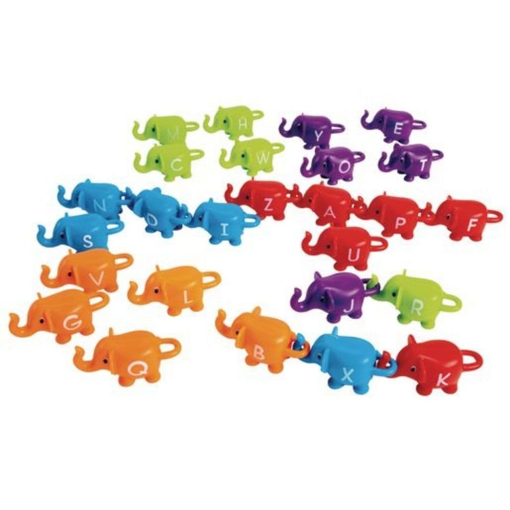 Snap-n-Learn ABC Elephants, The elephants are on parade, and they're bringing the alphabet with them! Kids learn their ABCs during imaginative animal play sessions with the Snap-n-Learn ABC Elephants. Printed with every letter of the alphabet, these 26 colourful elephants come with snap-together trunks and tails that make learning language skills easy and fun. Snap-n-Learn ABC Elephants come in five vibrant colours-red, orange, green, blue, and purple-and their easy-to-grab plastic construction makes it sim