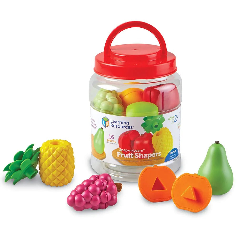 Snap-n-Learn Fruit Shapers, The Snap-n-Learn Fruit Shapers is a fruity preschool playfood set that introduces learning about colours and shapes. Inside each of these tactile fruits you'll find unique colour and shape pegs that build colour recognition, patterning, and shape sorting skills with every playtime. The snap-apart, push-together action helps toddlers build essential coordination and other fine motor skills. The Snap-n-Learn Fruit Shapers are ideal for use in the classroom or at home, these tactile