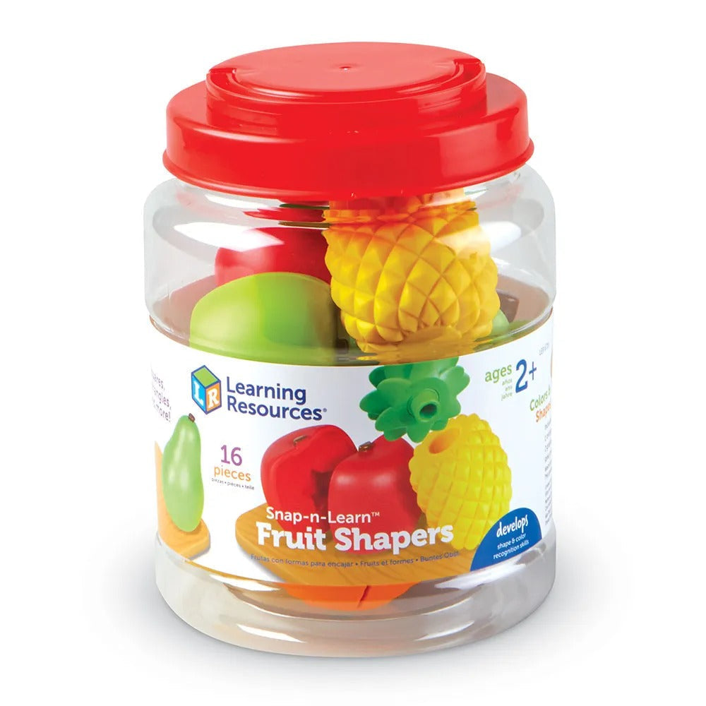 Snap-n-Learn Fruit Shapers, The Snap-n-Learn Fruit Shapers is a fruity preschool playfood set that introduces learning about colours and shapes. Inside each of these tactile fruits you'll find unique colour and shape pegs that build colour recognition, patterning, and shape sorting skills with every playtime. The snap-apart, push-together action helps toddlers build essential coordination and other fine motor skills. The Snap-n-Learn Fruit Shapers are ideal for use in the classroom or at home, these tactile