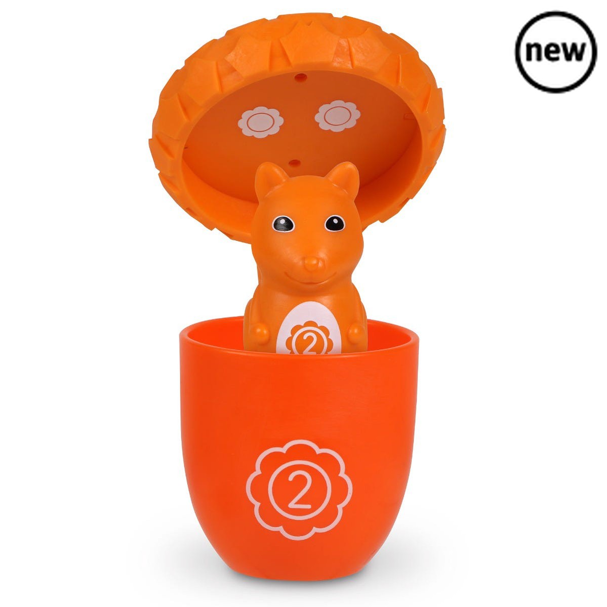 Snap-n-Learn Surprise Squirrels, What’s inside this colourful acorn toy? Could it be a friendly squirrel ready for preschool learning fun? As children pop the textured lids off the 5 colourful acorns to find the adorable squirrel hiding inside each one, they build essential early years skills through peek-a-boo play. There are 5 numbered acorns in this Snap-n-Learn Surprise Squirrels set – 1 each in blue, orange, green, purple, and yellow – with 5 matching squirrel toys to match. After play, pieces store in