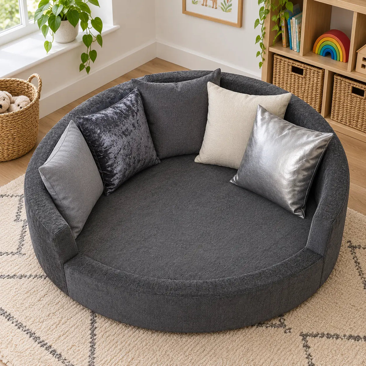 Snuggly Den Grey Chenille natural lifestyle image 2 of 8