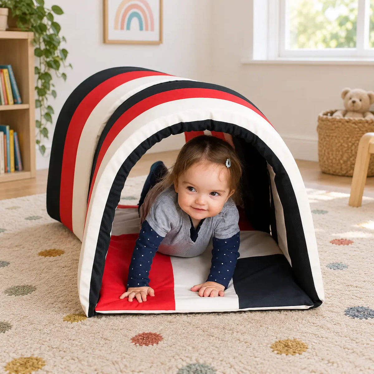 Soft Play Black and White Baby Crawl Tunnel lifestyle image 6 of 8