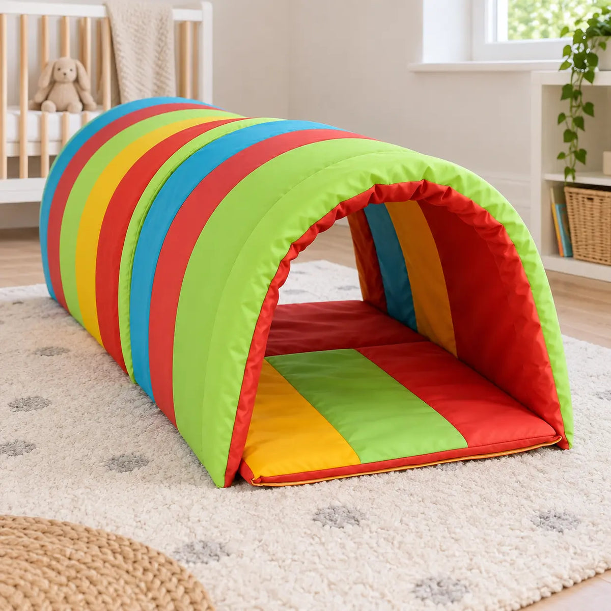 Soft Play Multi-Coloured Baby Crawl Tunnel lifestyle view 4