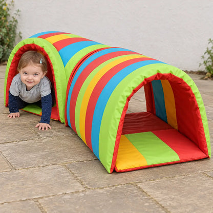 Soft Play Multi-Coloured Baby Crawl Tunnel lifestyle view 7