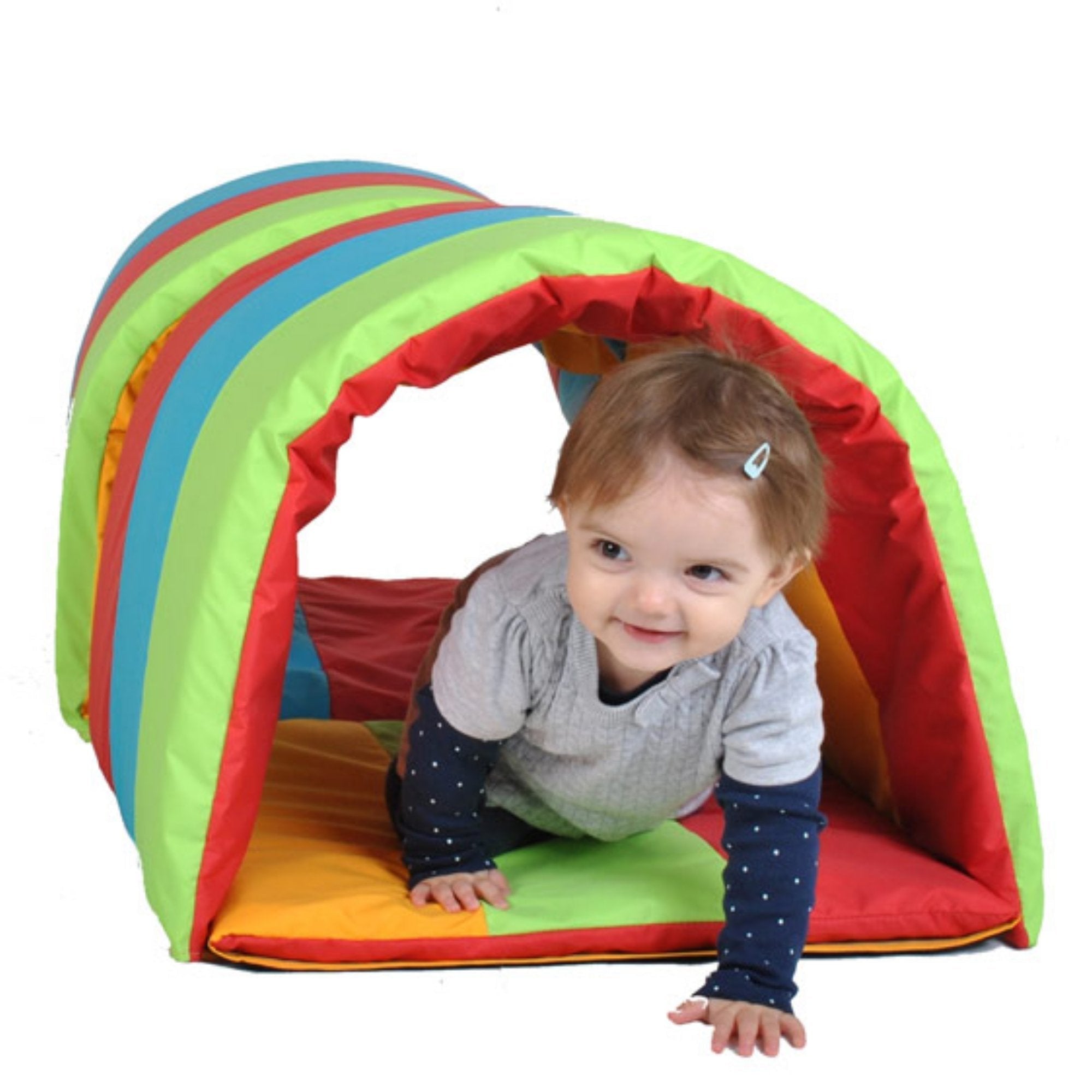 Soft Play Multi-Coloured Baby Crawl Tunnel, This Soft Play Multi-Coloured Baby Crawl Tunnel will make an ideal addition to your baby and toddler sensory corner. The Soft Play Multi-Coloured Baby Crawl Tunnel is a delightful, soft, appealing baby cushion designed in strong contrasting colours Emmersive indoor play enviroment for children. Made with heard wearning water resistant fabrics and a padded base 2 piece set. Suitable for indoor and outdoor use. Do not leave premanently outside. 50cm x 55cm x 52cm ea