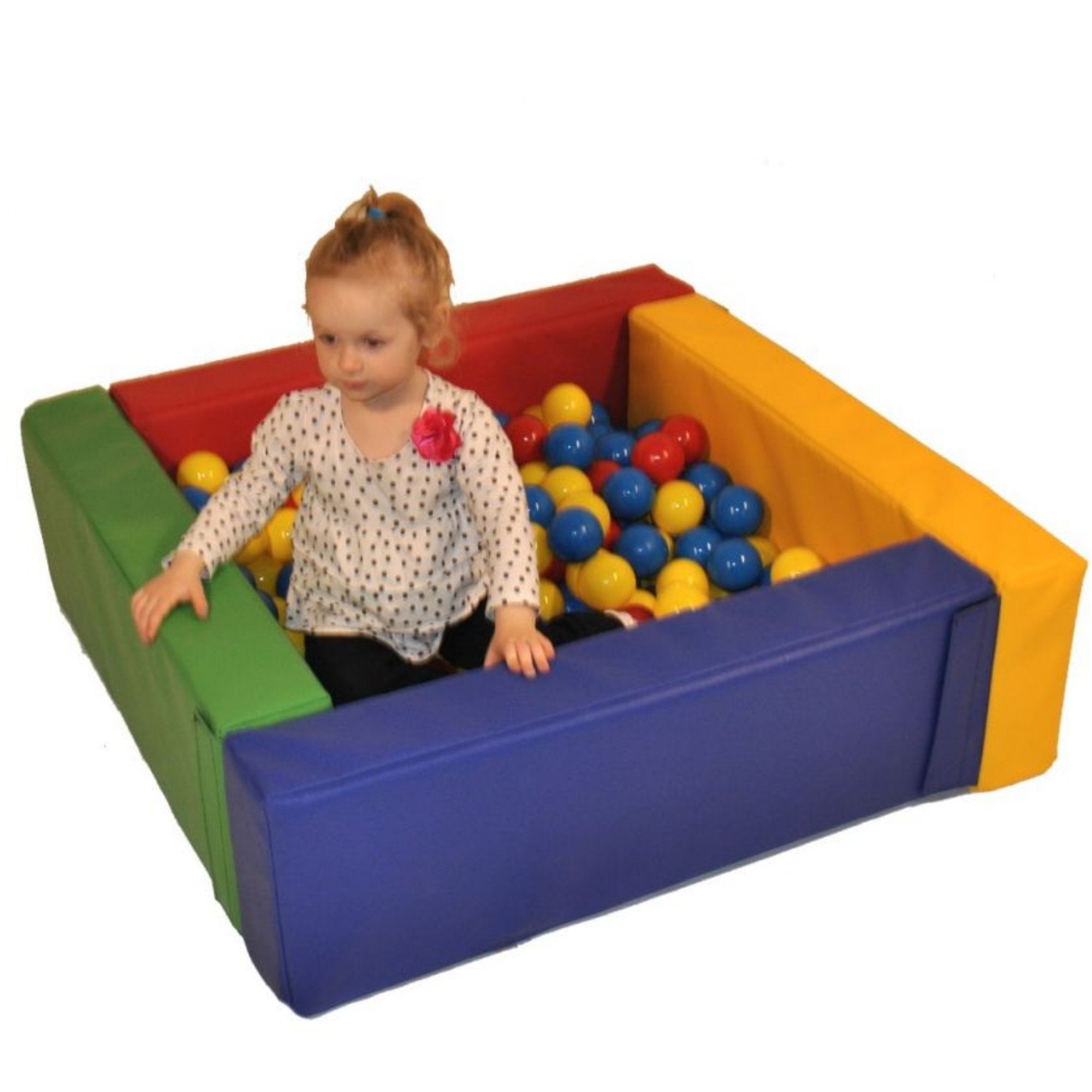 Soft Play Small Square Ball Pool, The Soft Play Small Square Ball Pool will provide great fun for toddlers and will easily fit in the home or school/nursery where space is limited. The Soft Play Small Square Ball Pool is the perfect colourful addition to any early years setting adding both colour and style and being practical with a wipe clean ability. The 1-meter Square Ball Pool is an excellent solution for anyone wanting a large Ball Pool for a single child but still needing the flexibility provided by a