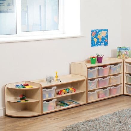 Solway Early Years Shelving 2 Tray, The Solway Early Years Shelving 2 Tray is a robust, durable unit, ideally sized for early years. The Solway Early Years Shelving 2 Tray is designed to accommodate the Gratnells Cubby Tray, smaller than standard Gratnells trays, allowing the unit to be compact. Ideal for younger children to access, and where space is more limited. Units are stand alone, but supplied with connecting bolts allowing them to be securely joined to other units in the range.The Solway Early Years