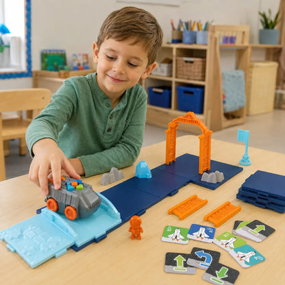 Child exploring coding with the Space Rover Deluxe Activity Set
