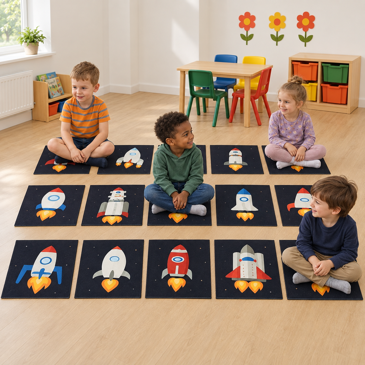 Spaceship Placement Mats Pack of 15 in use with children — lifestyle image 2