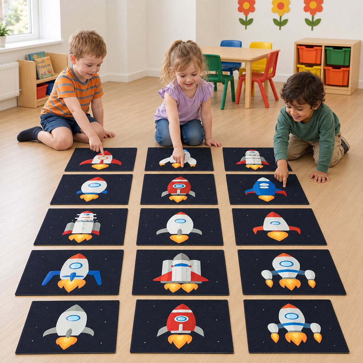 Spaceship Placement Mats Pack of 15 in use with children — lifestyle image 4