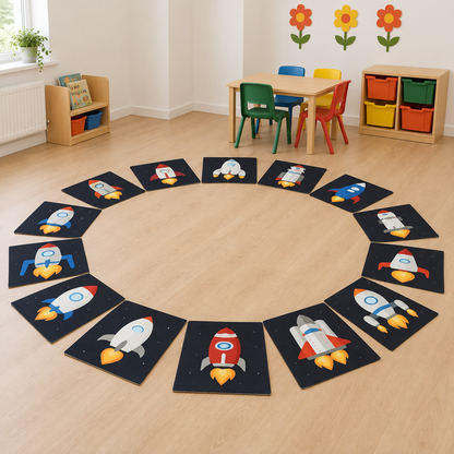 Spaceship Placement Mats Pack of 15 shown without children — lifestyle image 6