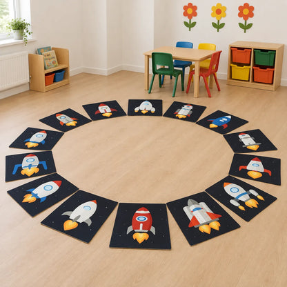 Spaceship Placement Mats Pack of 15 shown without children — lifestyle image 6