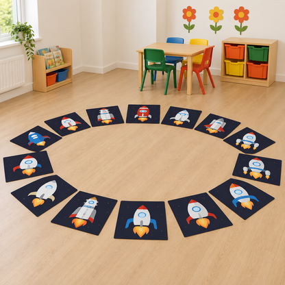 Spaceship Placement Mats Pack of 15 shown without children — lifestyle image 8