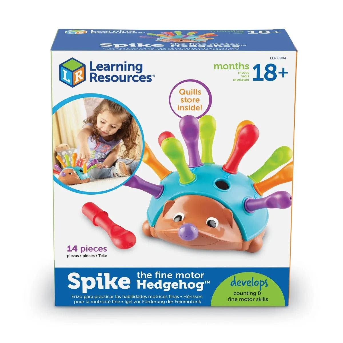 Spike the Fine Motor Hedgehog, Spike the Fine Motor Hedgehog lost his quills, and only your little ones can help him get them back! New from Learning Resources, Spike the Fine Motor Hedgehog helps kids build up hand muscles and fine motor skills as they replace the chunky, peg-shaped “quills” within the holes that dot the smiling hedgehog’s back. The learning doesn’t end there—Spike the Fine Motor Hedgehog colourful quills also lend themselves well to lessons in counting, sorting, and colour identification 