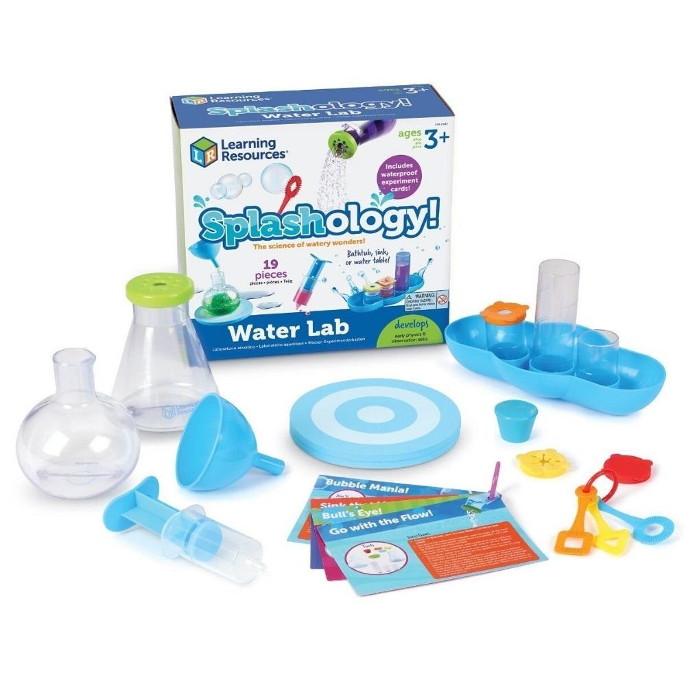 Splashology Water Lab, Splashology! The crazy, water splashing, action fun! Children can use the multiple tools for hands-on experiments in the bath, the beach or even a water table. Learn about volume, buoyancy, water flow and more with this water science lab. Dive into the wonders of this water science kit with the splash-filled experiments for kids of Splashology! Water Lab. Designed for the bath, sink, or water table, this kids science experiment set teaches STEM at play through water activities for kid