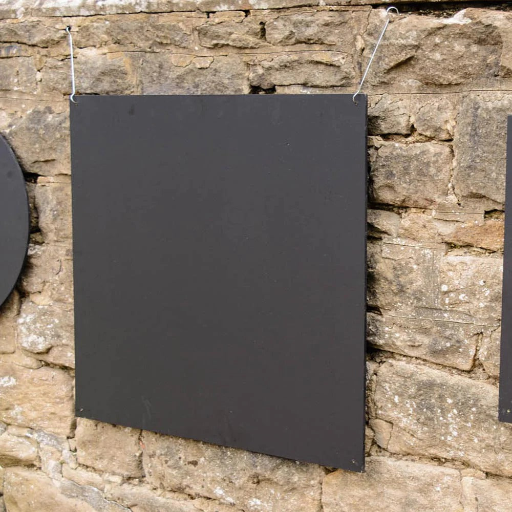 Square Chalkboard, The Square Chalkboards are coated in several layers of high quality chalkboard paint giving it that authentic matte finish. Usable with chalks and chalk pens (not included). These Square Chalkboards can be fixed to the wall, using the pre-drilled holes, enabling desired position. Suitable for Indoor/outdoor use. Create themed/zoned/role play areas, explore Maths or Literacy outdoors, create signs around your outdoor area, create signs inside around the school building or write important n