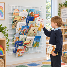 Square Wall Hung Book Rack in a bright early years classroom