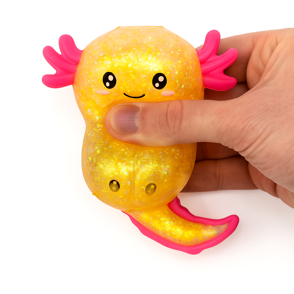 Squeezable Glitter Axolotl Stress Toy