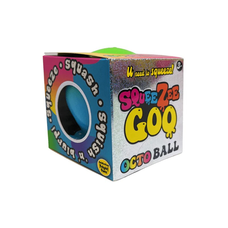 Squeezee Goo Octo Squish Ball, Kids will love squishing and stretching this Squeezee Goo Octo Squish Ball. The squishy fun just got even better with its cute & colourful Octopus design. Kids will love watching it squash out when they squeeze, returning to its original shape & colour as they let go. There are 3 assorted colours which will be selected & sent at random. Features: Squeezee Goo Rainbow Squish Ball 1 x Octo Ball Approx 7cm Squishy Ball Fidget Toy Sensory Toy Specifications: Package Dimensions: (H