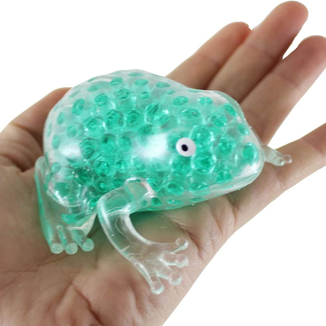 Squeezy Frog, Squeezy Frogs are perfect for kids who need a tactile outlet for their restlessness or stress. Just give the frog a squeeze and watch as the beads push out and around, making the ball bulge. It's a fun and satisfying way to release tension and stress. The Squeezy Frog is made of a flexible skin filled with thick gel balls, which makes it soft, pliable, and fun to manipulate with the hands. The skin is slightly sticky to the touch, providing a great sensory experience for kids. Squeezy Frogs ar