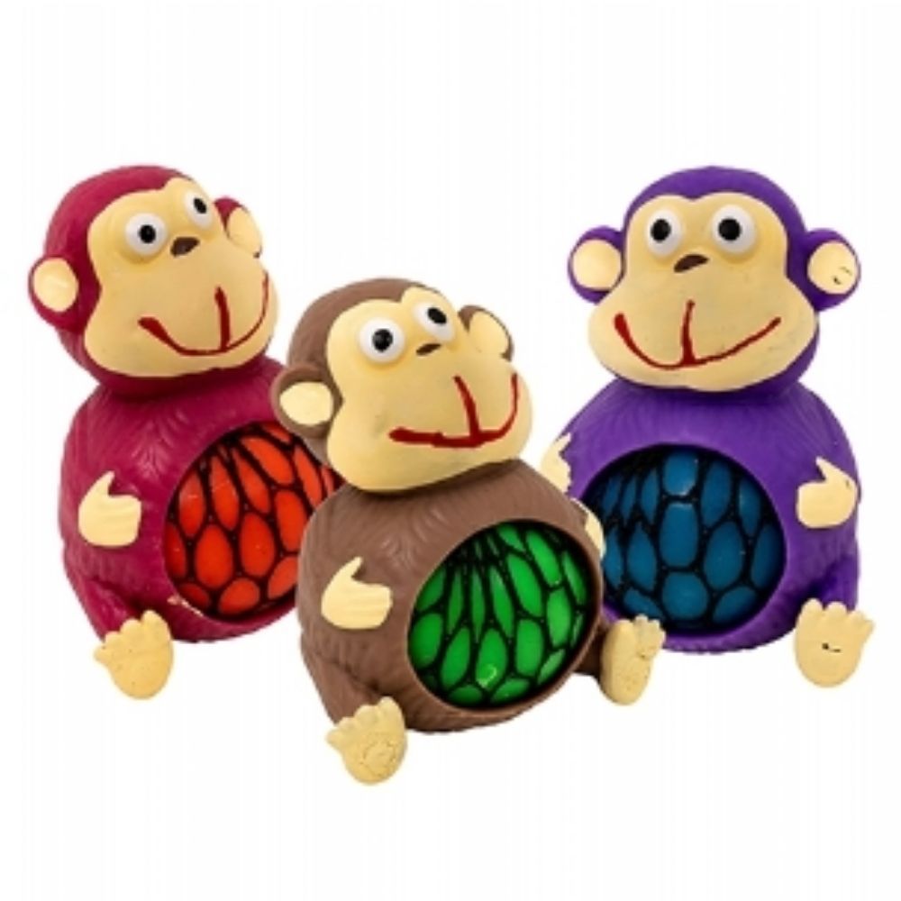Squeezy Meshables Monkey, The Squeezy Meshables Monkey is a great fun squeezy tactile fidget toy - a squishy mesh ball inside a funky squeezy Monkey. The Squeezy Meshables Monkey is a fantastic squeezy stress toy which also demonstrates cause and effect. Squeeze away and watch the squish mesh ball protrude out of the Monkey's tummy! Assorted colourful monkey's Mesh ball protrudes when squeezed Returns to original form when released Approximately 9cm in length Suitable for ages 3 years+, Squeezy Meshables Mo