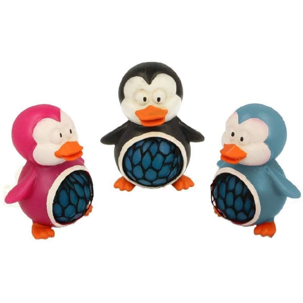 Squeezy Meshables Penguin, Introducing the Squeezy Meshables Penguin, a delightful and fun tactile fidget toy that combines the joy of squishing with the charm of a penguin. This unique toy features a squishy mesh ball enclosed within a playful penguin figure. The Squeezy Meshables Penguin serves as an excellent stress-relief toy, offering a satisfying sensory experience. When you squeeze it, you'll witness the mesh ball protruding from the penguin's tummy, creating a delightful cause-and-effect interaction
