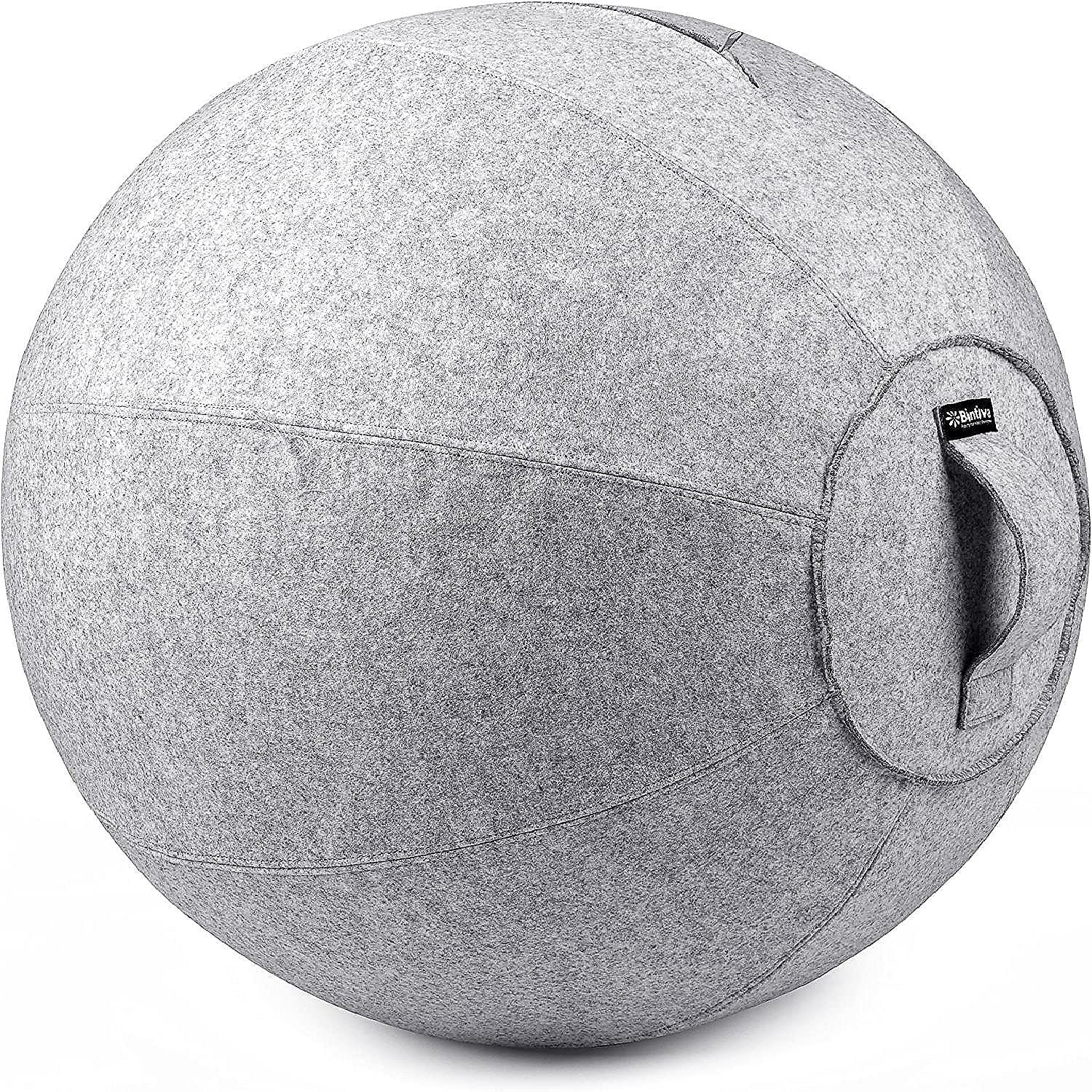 Stability Ball Chair, This revolutionary Stability Ball Chair is a standard, anti-burst, exercise ball that has an attractive, zippered, overlay that can be removed and washed.The non slip cover provides ultimate safety, and comfort, and features a convenient handle so that it can be easily transported. This versatile ball chair can also be used for yoga and balance exercises. The non-slip cover ensures stability and safety during poses and movements. Whether you're a yoga enthusiast, fitness enthusiast, or