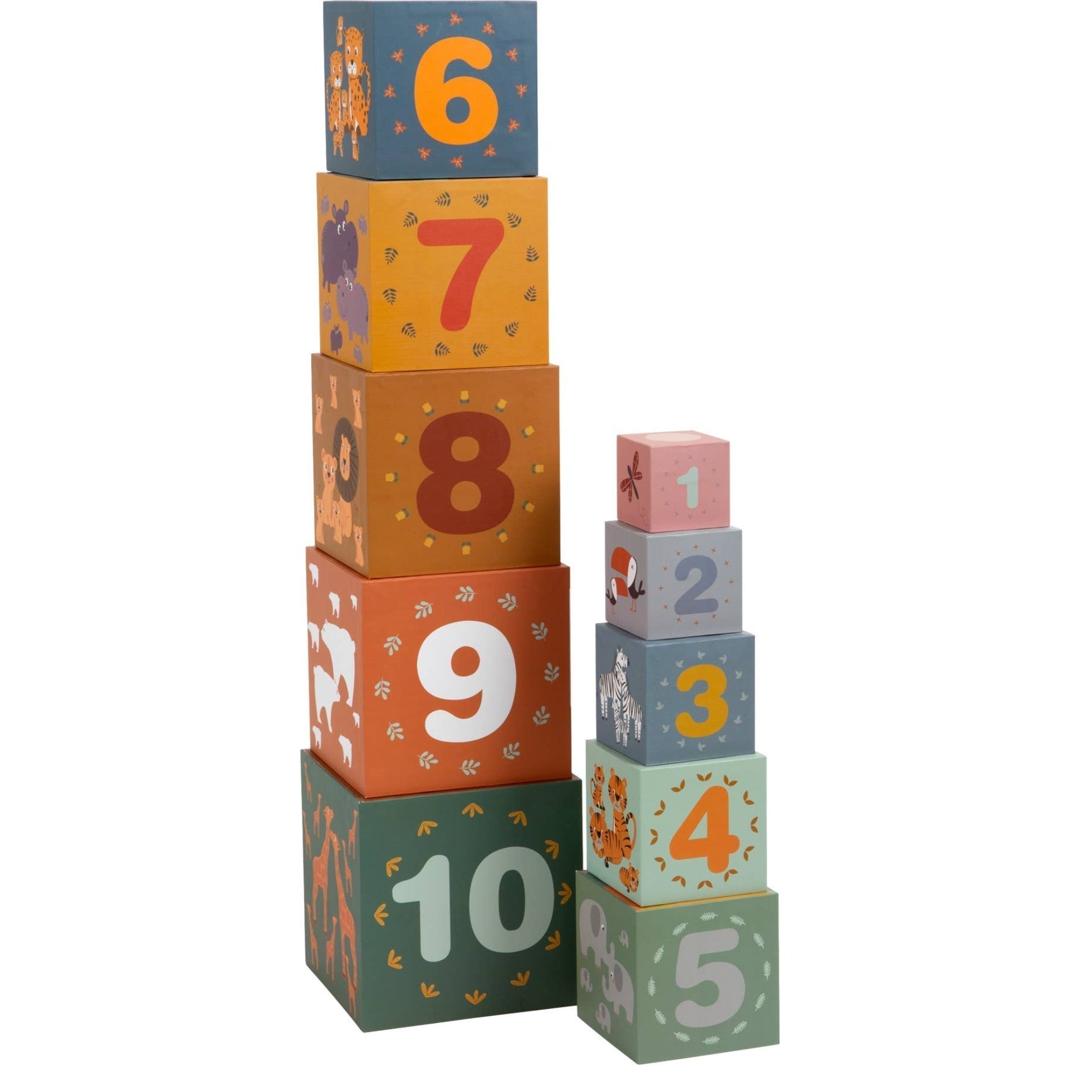Stacking Cubes Safari, Graduating in size, these delightful Stacking Cubes Safari need to be stacked in the correct order, from largest to smallest, to create a tower. Each Stacking Cubes Safari features a detailed scene with numbers and animals. As little ones stack each Stacking Cubes Safari, they can discuss the animal on one side, developing their language skills and vocabulary. Perfect for early learning, these cubes are a versatile learning aid. Stacking Cubes Safari Once playtime is over, the stackin
