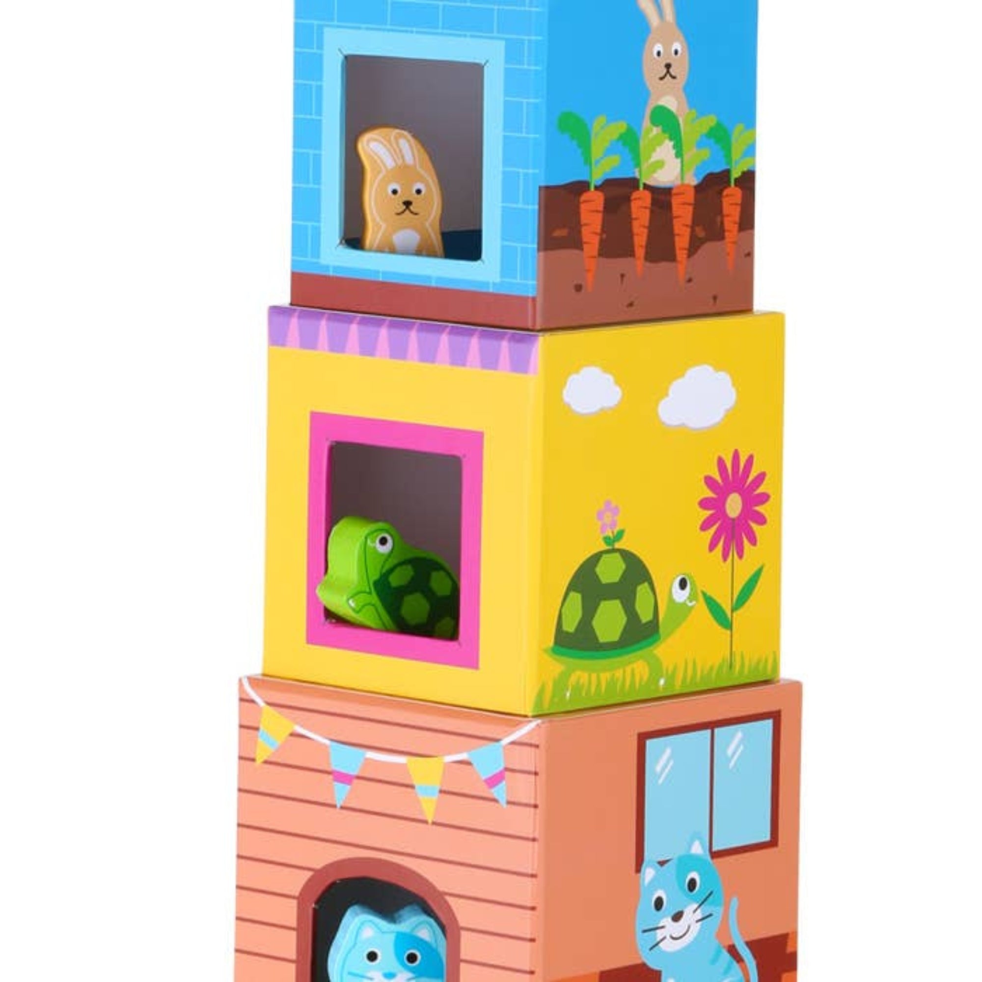 Stacking Cubes with Pets, Graduating in size, these delightful Stacking Cubes with Pets need to be stacked in the correct order, from largest to smallest, to create a tower. Each Stacking Cubes with Pets features a detailed pet scene, As little ones stack each Stacking Cubes with Pets, they can discuss the pet on one side, developing their language skills and vocabulary. Perfect for early learning, these cubes are a versatile learning aid. Stacking Cubes with Pets Once playtime is over, the stacking blocks 