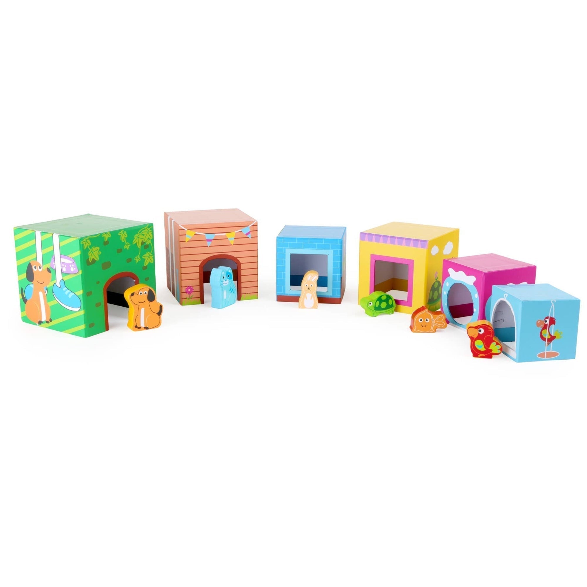 Stacking Cubes with Pets, Graduating in size, these delightful Stacking Cubes with Pets need to be stacked in the correct order, from largest to smallest, to create a tower. Each Stacking Cubes with Pets features a detailed pet scene, As little ones stack each Stacking Cubes with Pets, they can discuss the pet on one side, developing their language skills and vocabulary. Perfect for early learning, these cubes are a versatile learning aid. Stacking Cubes with Pets Once playtime is over, the stacking blocks 