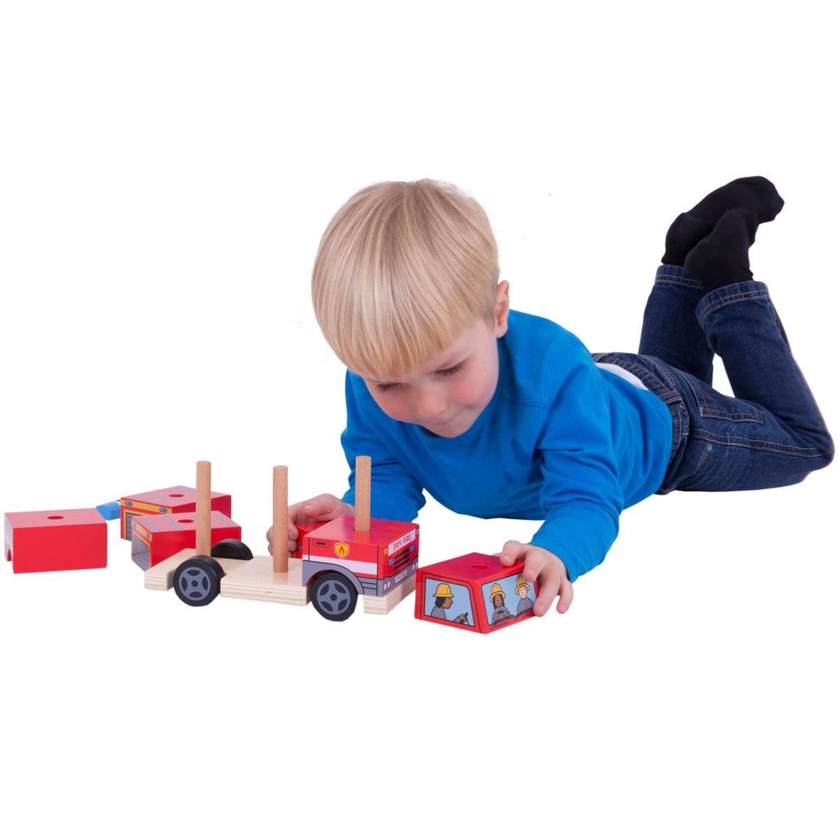Stacking Fire Engine, Discover Double the Fun with the Bigjigs Stacking Fire Engine!Sound the alarm and get ready for action-packed fun and learning with our Bigjigs Stacking Fire Engine! This 2-in-1 toy effortlessly combines the joy of stacking with the thrill of push-along play, making it a must-have for every young hero in training. Stacking Fire Engine Features: Stack & Go First, assemble the fire engine by stacking all the pieces in the correct order. Once the stacking fun is complete, it's time to pus